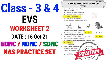 Class 3 & 4 EVS NAS Test Paper Worksheet 2 || National Achievement Survey || (16/10/21)