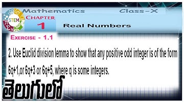 Use Euclid division lemma to show that any positive odd integer is of the form 6q+1,or 6q+3 or 6q+5