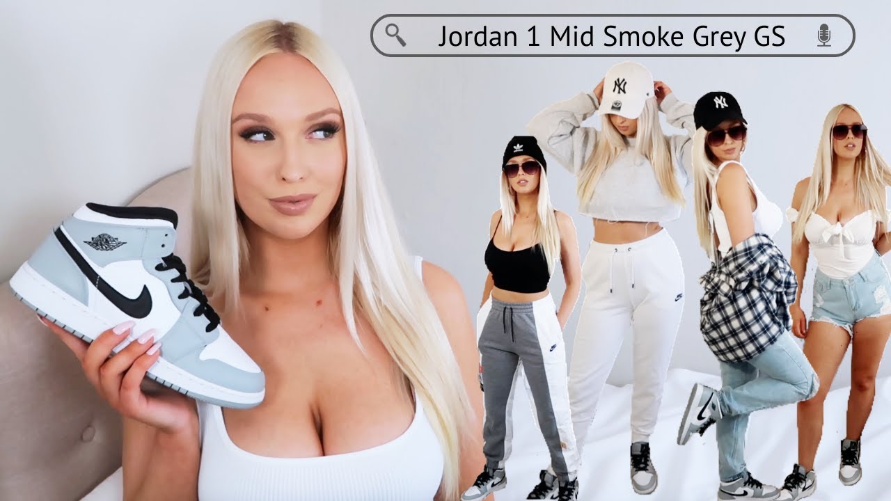 Jordan 1 Mid Light Smoke Grey for Women