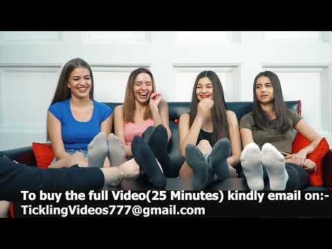 Feet tickling Session with Four College girls on a bog Couch