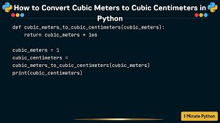 Famous How to Convert Cubic Meters to Cubic Centimeters in Python Net Worth
