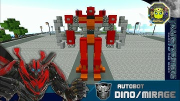 Minecraft - how to build Dino/Mirage robot mode Transformers 3 Dark of the moon สอนสร้าง ดีโน้/มิราจ