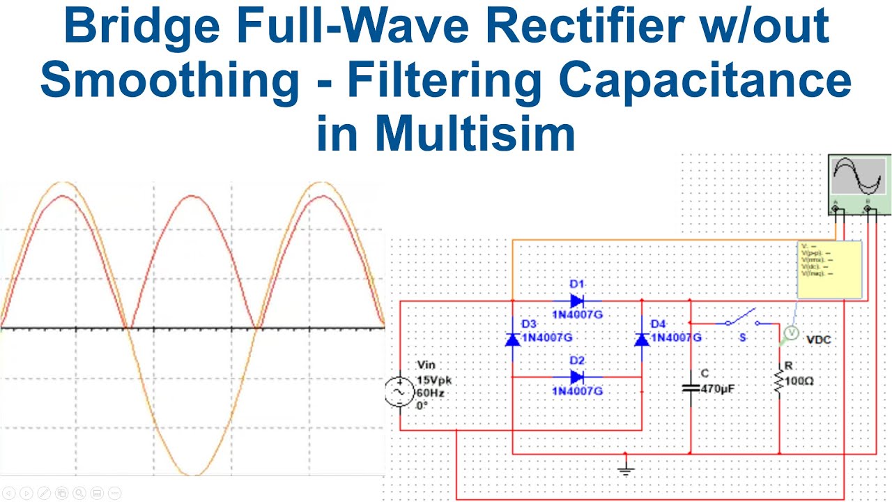 lab 8 bridge fullwave rectifier with and without smoothing filter
