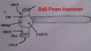 how to draw ball peen hammer/mallet hammer drawing 