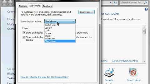 How to change the shut-down button on windows 7