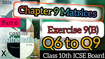 Chapter 9 Matrices Exercise 9B Class 10th ICSE Board Selina (Concise Mathematics) Part 6 2025-2026