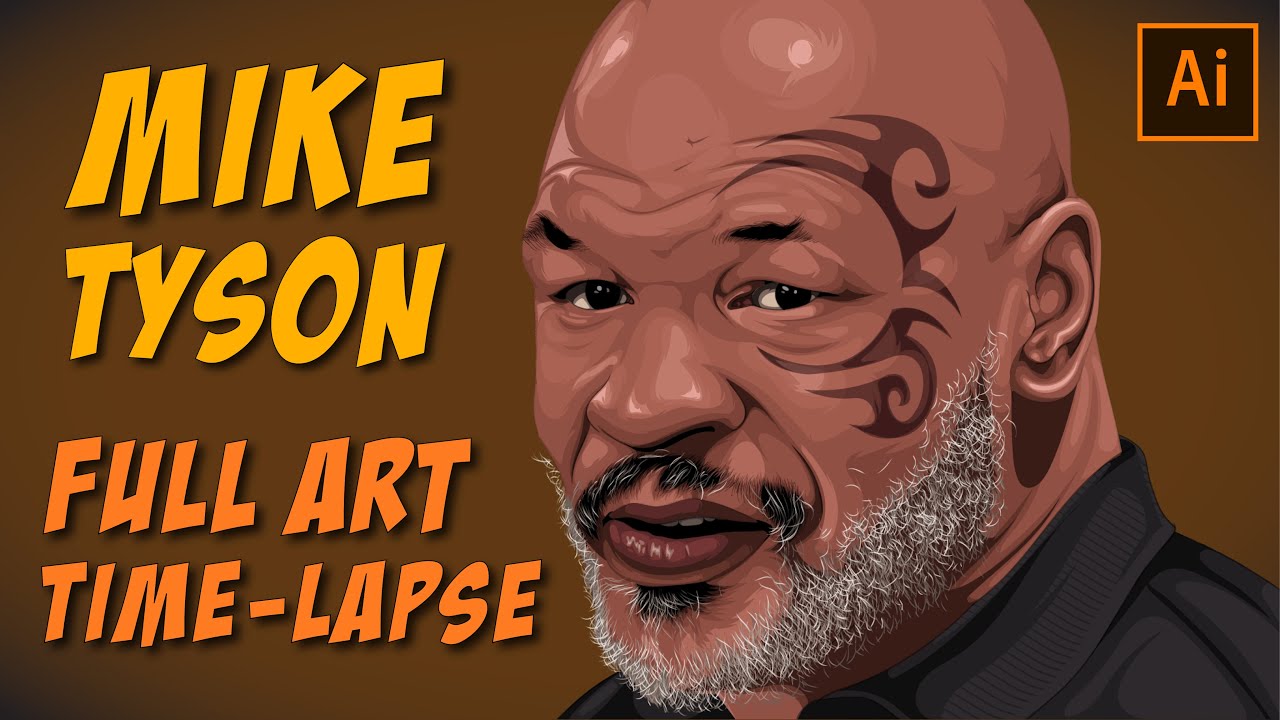 Full art time-lapse of Mike Tyson | Vector portrait | adobe illustrator