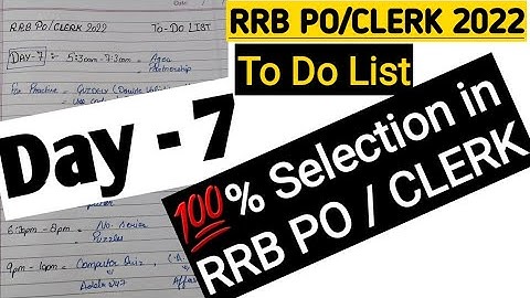 RRB PO/CLERK Day- 7 To Do List. Follow it blindly for 25 Days and get a job. Strategy Matters. #ibps