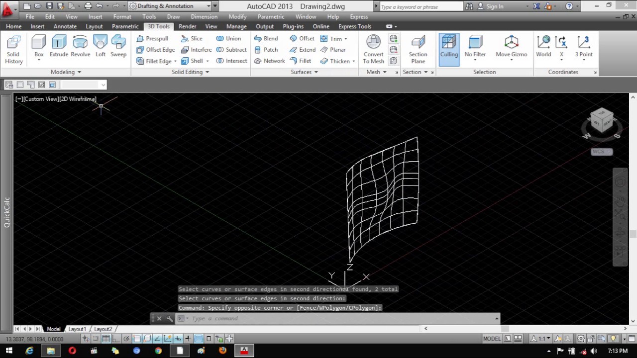 Surface Network AutoCAD Cara Membuat Objek 3D Face Dari Beberapa