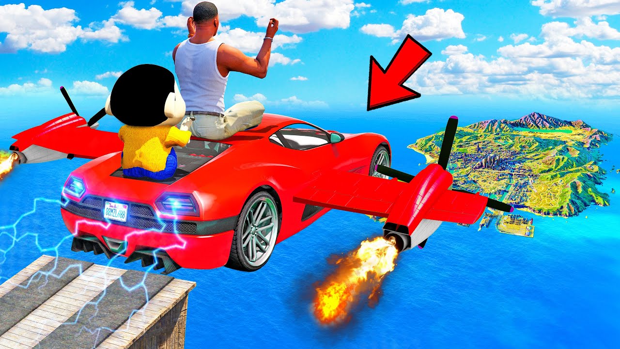 SHINCHAN AND FRANKLIN TRIED IMPOSSIBLE ENTIRE MAP CAR JUMP CHALLENGE GTA 5