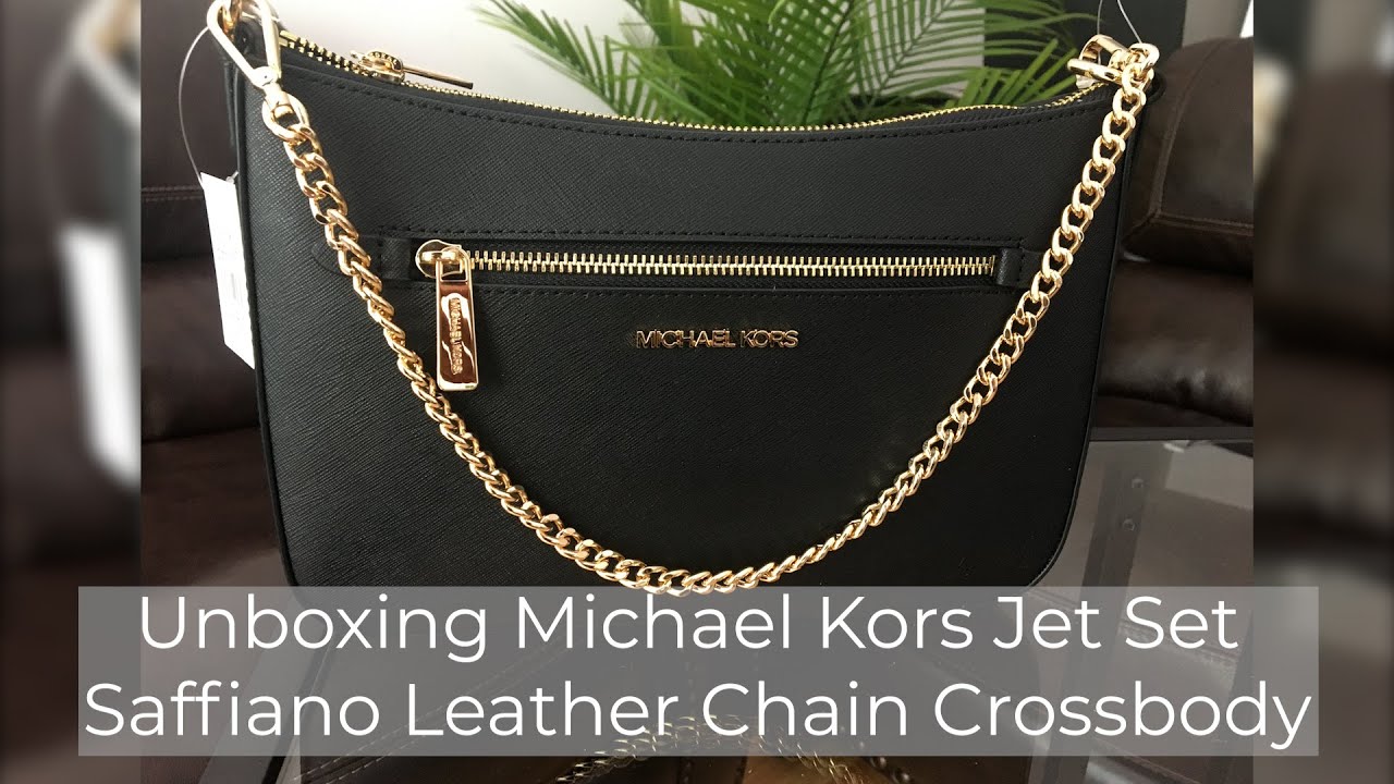 Unboxing Michael Kors Jet Set Saffiano Leather Chain Crossbody 