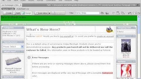 Study osCommerce Body File Structure with Dreamweaver
