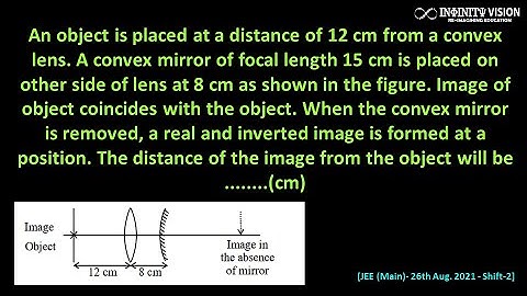 An object is placed at a distance of 12 cm: Lens & Mirror combination  [JEE (Main)- 26th Aug. 2021]