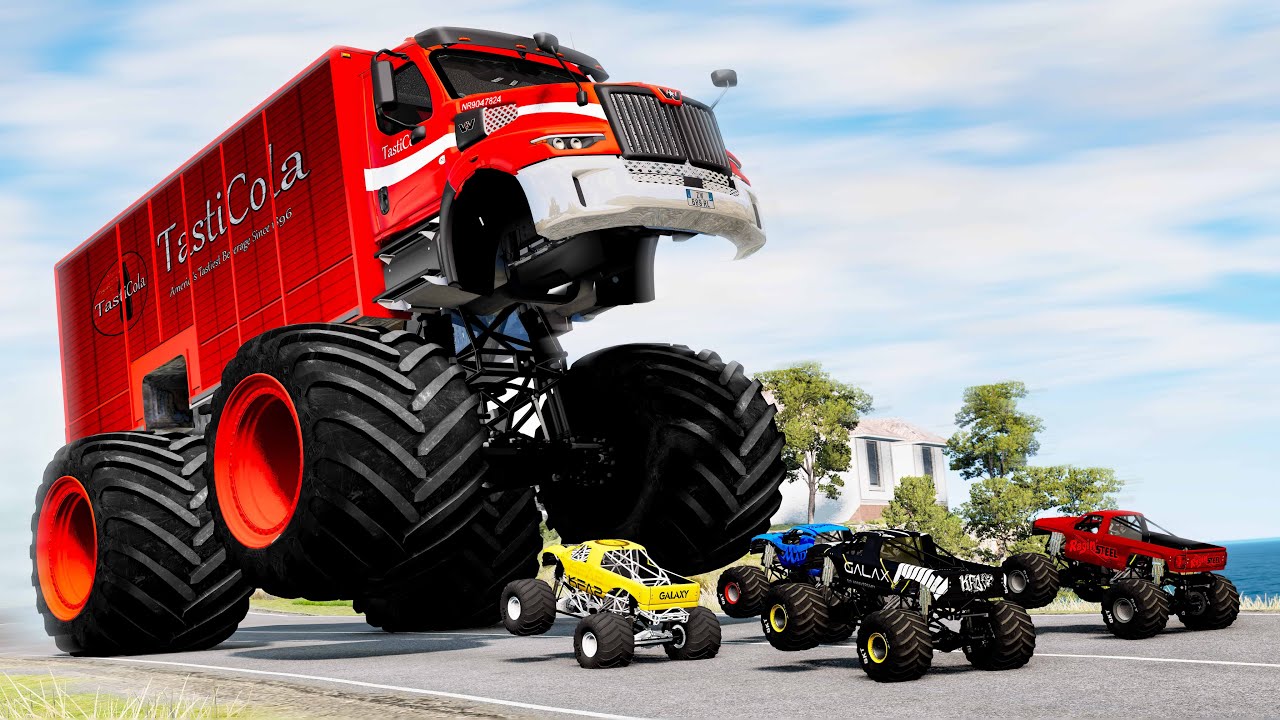 Monster Truck R/C vs Real Cars #3 - Beamng drive - YouTube