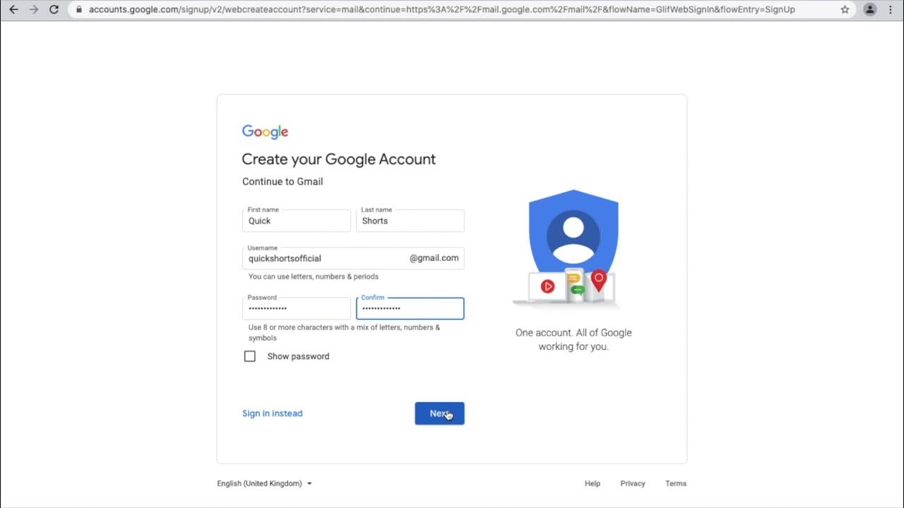 Sign Up New Gmail As Fast As Possible | Updated 2021 - YouTube