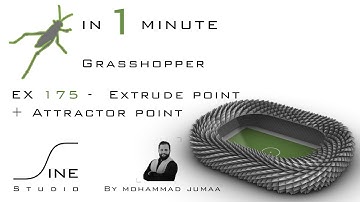 Grasshopper in 1 minute - EX 175 - Extrude point + Attractor point