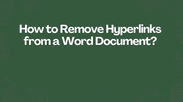 How to Remove Hyperlinks from a Word Document?