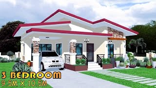 3 BEDROOM | MODERN HOUSE DESIGN IDEA | 9.5M X 10.5M | 99.75 SQM | SIMPLE HOUSE DEIGN | BAHAY