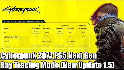 Cyberpunk 2007 Next Gen PS5 New Update 1.5 add ray tracing mode and 4K dynamic scaling