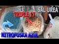 Uso de fertilizante sal urea, nitrofoska azul, triple 17 para embellecer las plantas