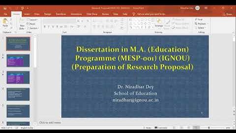 Preparation of Research Proposal MESP 001 Dissertation, M A  Education Prog