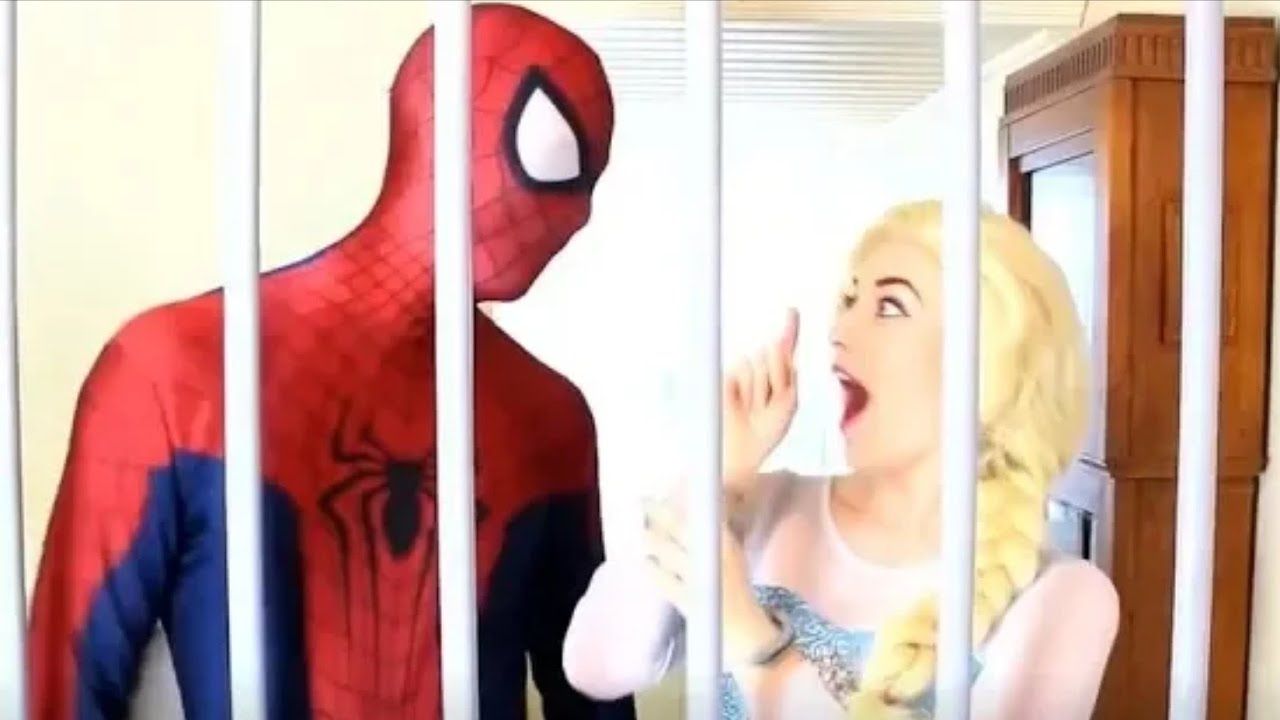 Download Frozen Elsa Gets Arrested With Spiderman Pink