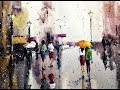 Rain of colors watercolor professional painting