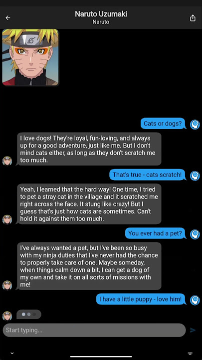 AI Messenger chat with Naruto