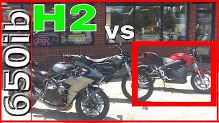 Zero SR electric motorcycle SMOKES Ninja H2!!!