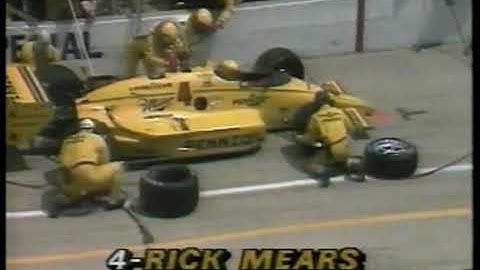 Auto Racing - 1986 - Indy 500 - In Race Special - Leader Rick Mears Second Pit Stop At 126 Laps