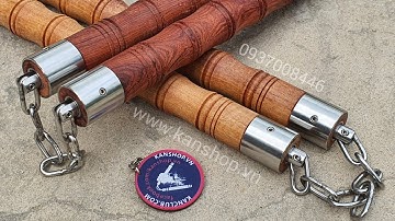 CÔN GỖ kết hợp INOX. Côn nhị khúc gỗ đầu xoay và chụp inox 304