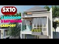 5x10 Tropical Modern House Design / 50sqm Desain Rumah Kecil 2 Lantai