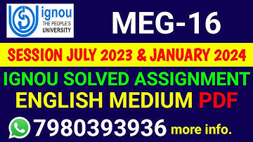 MEG 16 Solved Assignment 2023-24 English, MEG 16 Solved Assignment 23-24, MEG-16 Assignment