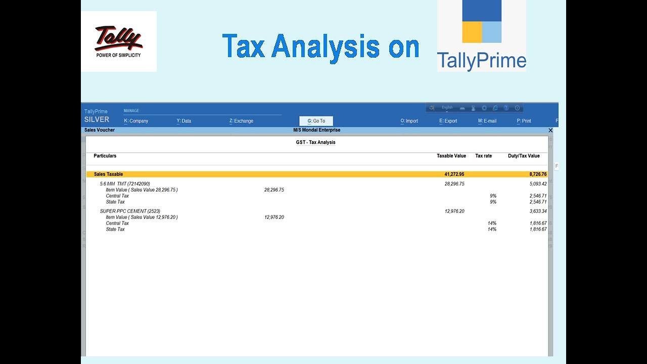 Tax Analysis on Tally prime YouTube
