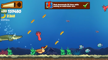 Banana Kong Dash downwards 20 times while passing an underwater area (In One Run)