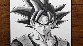 How to draw Ultra Instinct Goku step by step || Goku anime sketch || Dragon Ball Z drawing
