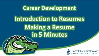 How to Make a Resume in 5 Minutes - EGCC Career Development