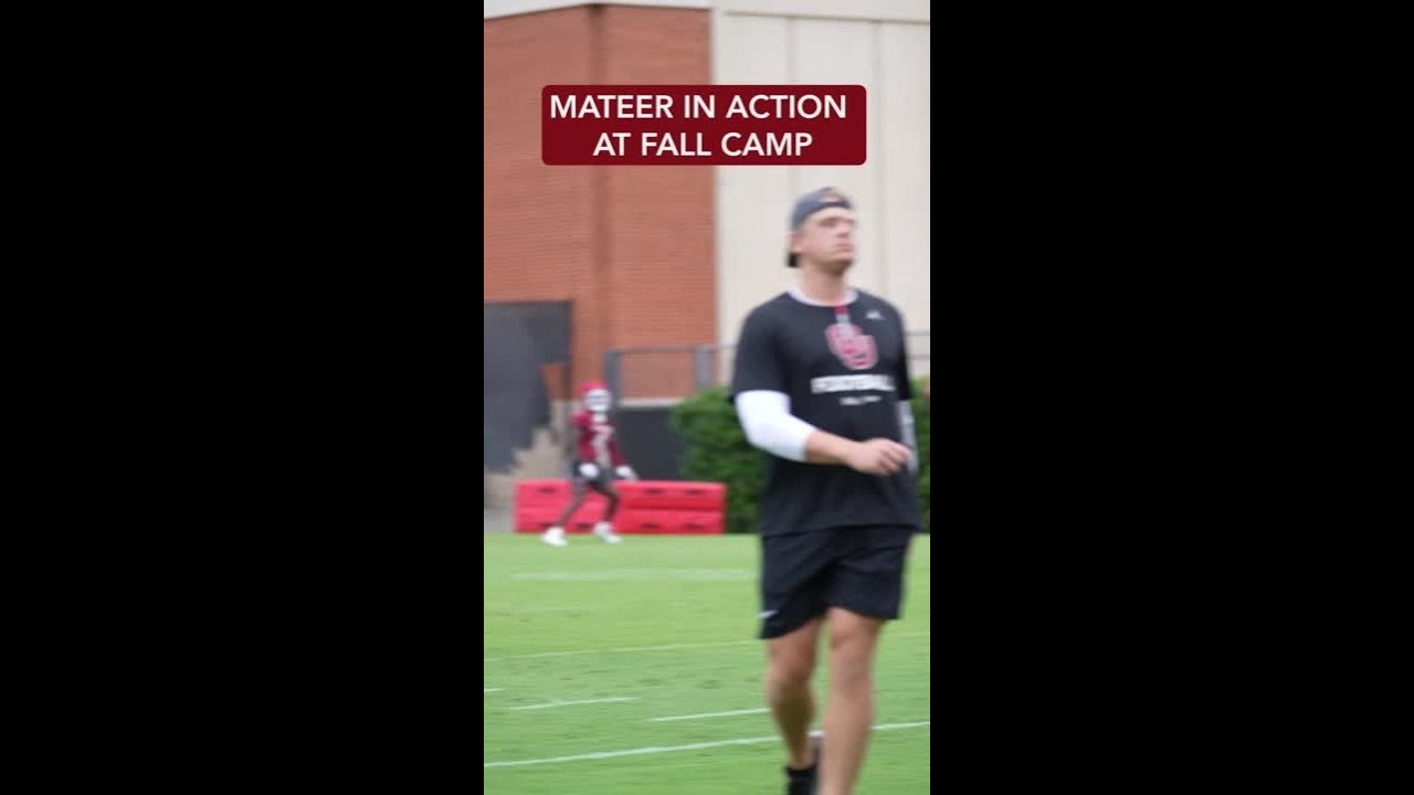Transfer quarterback John Mateer in action at fall camp