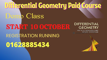 Differential Geometry Demo Class - Paid Course Paid Course start at 10 Oct - Honours 3rd Year