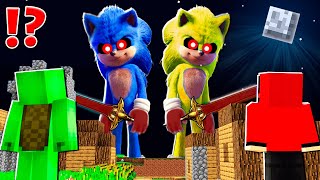 Creepy Sonic and Super Sonic Titans vs JJ and MIKEY at 3:00am ! - in Minecraft Maizen
