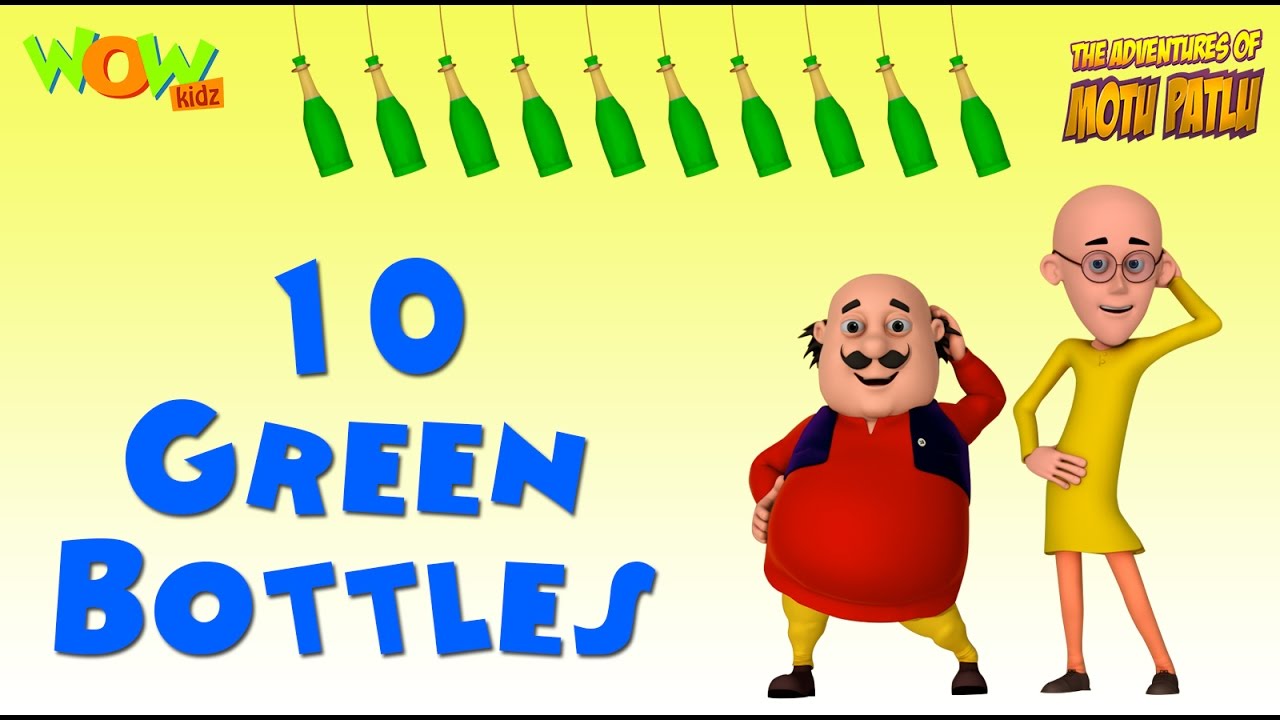 Motu Patlu And 10 Green Bottles In English Kinetic Typography