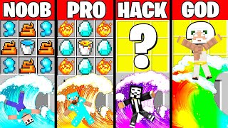 Minecraft Battle: TSUNAMI APOCALYPSE CRAFTING CHALLENGE NOOB vs PRO vs HACKER vs GOD Funny Animation