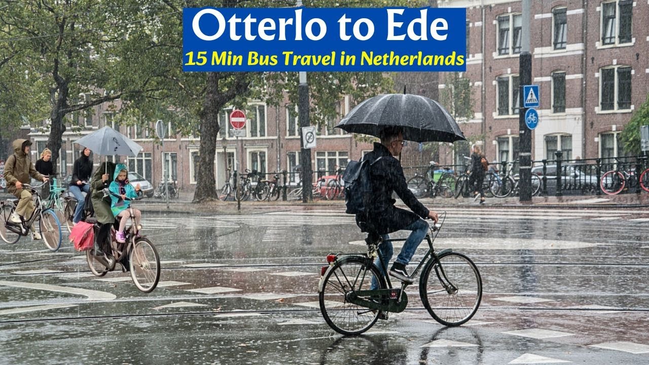 Rainy Day Scenic Bus Ride: Otterlo to Ede Netherlands | Dutch Road Trip 4K