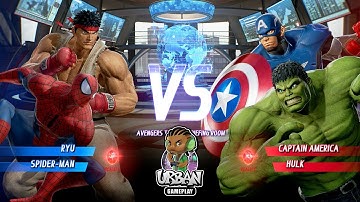Marvel vs Capcom Infinite Gameplay - Ryu and Spider Man VS Captain America and Hulk