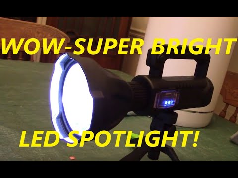 WOW! THIS IS BRIGHT! Cybbo Brand LED Rechargeable Spotlight with USB Output and Tripod REVIEW