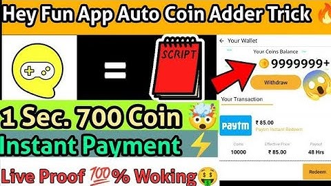 💥 New Bug Trick | Hey Fun App Auto Coin Adder Script 🤯 | Instant Payment ⚡ Live Proof Don