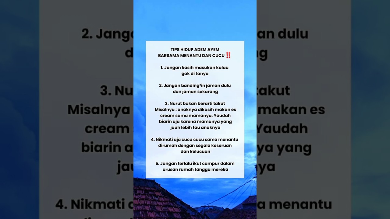 Tips hidup ayem bersama menantu dan cucu ‼️