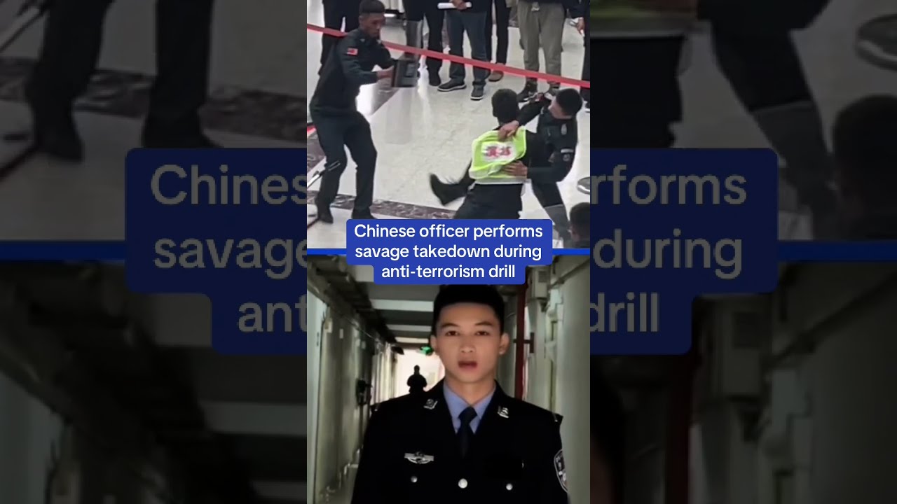 Chinese Officer Performs Savage Takedown During Anti Terrorism Drill