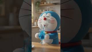 Doraemon Drinking Blue Lagoon Sharbat | Cute Cartoon Anime Vibe | Cold Refreshing Summer Drink