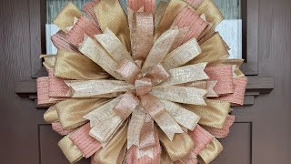 How to Make A Christmas Bow Wreath - DIY Christmas Ribbon Wreath - Wreath Tutorial - Large Wired Bow